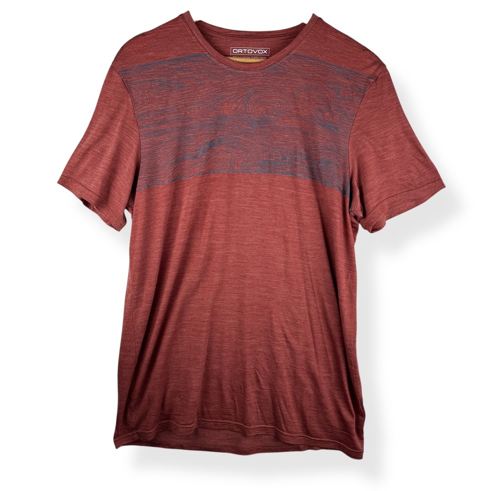 Ortovox Merino Wool Performance Top Mens Size XL Orange Outdoor Hiking Shirt